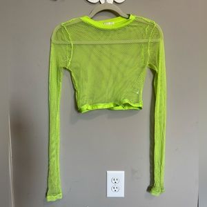 Neon Green Mesh Long Sleeve Crop